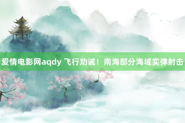 爱情电影网aqdy 飞行劝诫！南海部分海域实弹射击