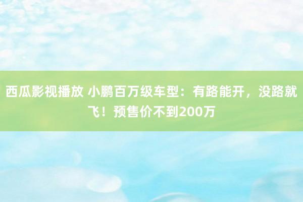 西瓜影视播放 小鹏百万级车型：有路能开，没路就飞！预售价不到200万