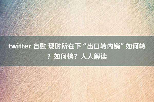 twitter 自慰 现时所在下“出口转内销”如何转？如何销？人人解读
