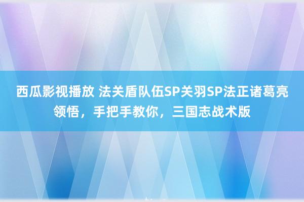 西瓜影视播放 法关盾队伍SP关羽SP法正诸葛亮领悟，手把手教你，三国志战术版