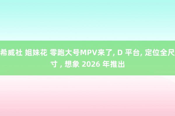 希威社 姐妹花 零跑大号MPV来了, D 平台, 定位全尺寸 , 想象 2026 年推出