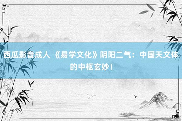 西瓜影音成人 《易学文化》阴阳二气：中国天文体的中枢玄妙！