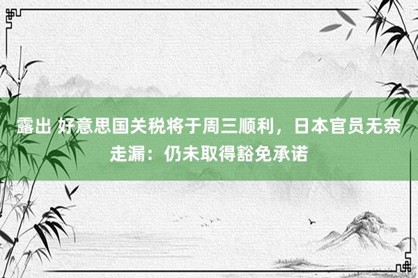 露出 好意思国关税将于周三顺利，日本官员无奈走漏：仍未取得豁免承诺