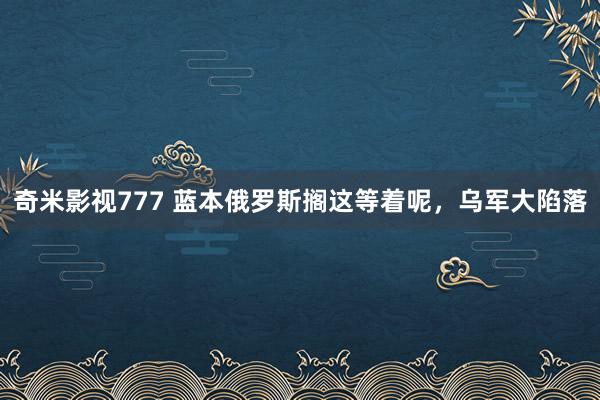 奇米影视777 蓝本俄罗斯搁这等着呢，乌军大陷落